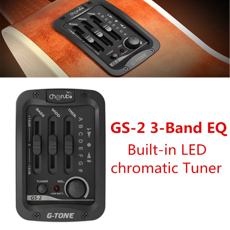 

New Arrival Cherub GS-2 Acoustic Guitar 3-Band EQ and Built-in LED Chromatic Tuner Black Tuning Piezo Ceramic Pick-up Accessory