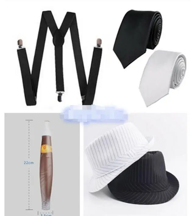 Details about  Mens 1920s 20s Gangster Set Hat Braces Tie Cigar Gatsby Kit Costume Accessories - 