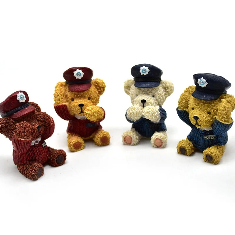 New Cute 3D Three-Dimensional Small Bear Police Styling Fondant Cake Silicone Mold