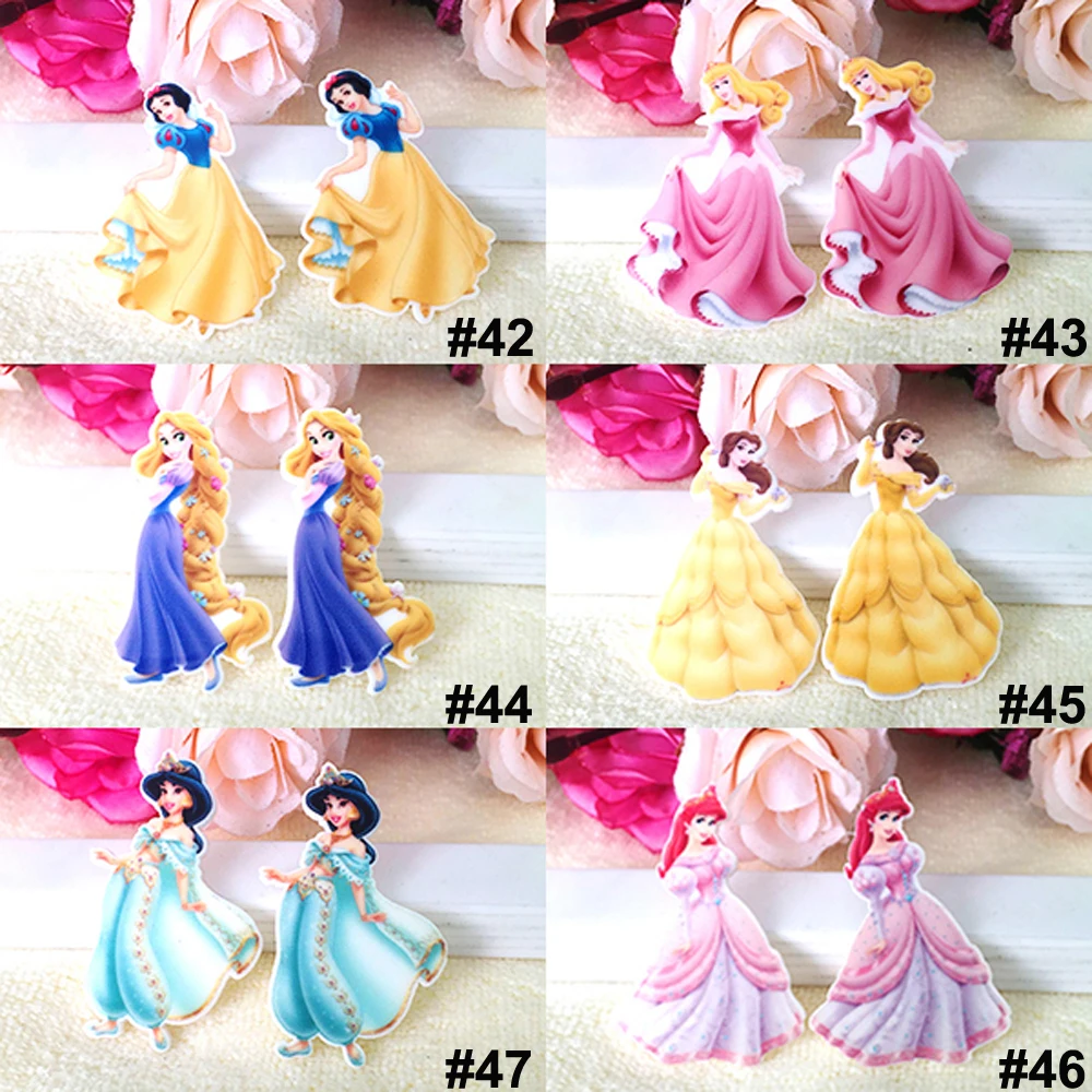 

60pcs Mixed 6 Style Cartoon Characters Princess Flatback Resin Planar Resin Cabochon DIY Craft For Home Decoration Accessories