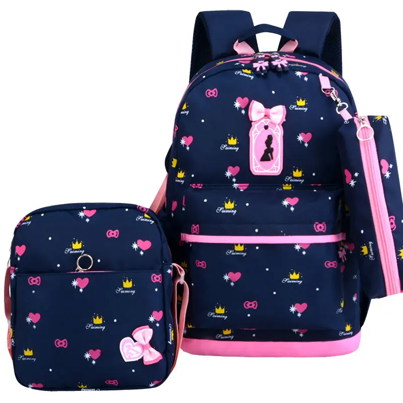3 шт./компл. с милым бантом школьный рюкзак для девочек с принтом для девочек, школьные сумки Детские рюкзаки для девочек школьные сумки студент Mochila