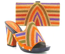 Afrikanische Schuhe Perfekte Abstimmung Mit Handtasche, ORANGE FashionLady Schuhe Und Tasche Stellt Für Partei. italienische Schuhe Mit Passenden taschen