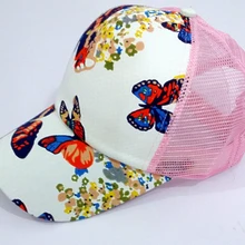 10 шт./партия,, женский в Корейском стиле, Повседневная Бейсболка с принтом бабочки, сетчатая шапка разноцветная летняя пляжная шляпа