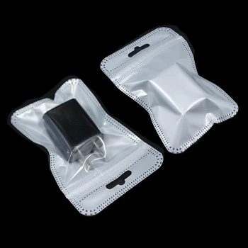

5.5x9cm 500Pcs/lot Wholesale Clear White Plastic Zip Lock Sundries Retail Bag Hard Disk Small Craft Zipper Packing Bag with Hole