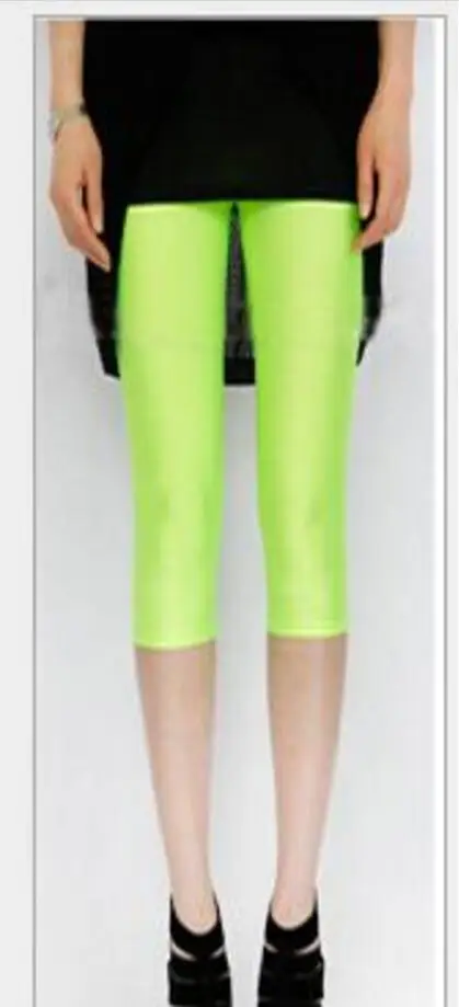 CUHAKCI, леггинсы размера плюс, флуоресцентные цвета, женские леггинсы, эластичные леггинсы, спандекс, разноцветные блестящие леггинсы, брюки для девочек - Цвет: K028 D004 green