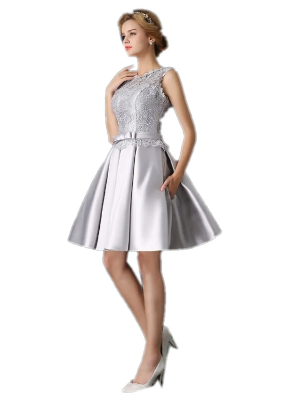 elegant silver cocktail dress