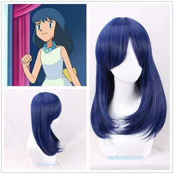 

Japanese anime Diamond & Pearl Girl Dawn blue wig Women blue straight long hair wig costumes