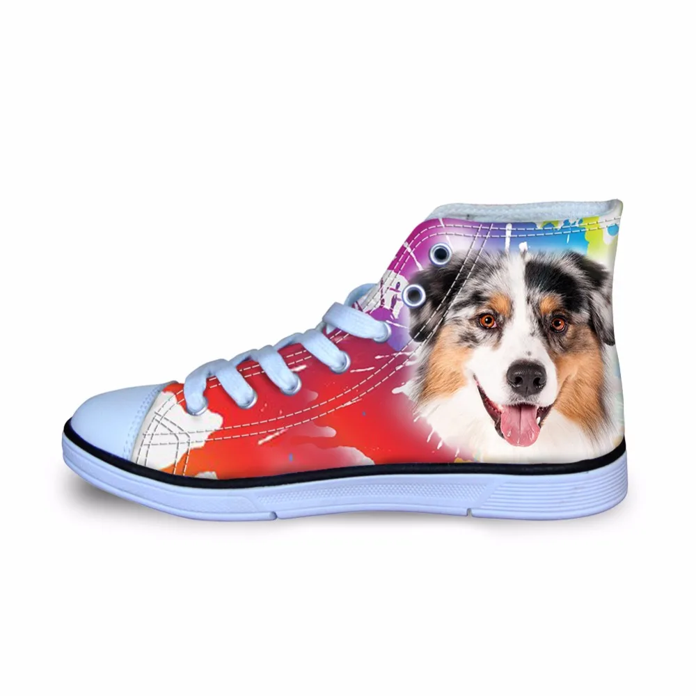 

FORUDESIGNS Australian Shepherd/Bulldog Printed Canvas Sneakers Shoes For Boys Kids High top Sports Spring Autumn Walking Shoe