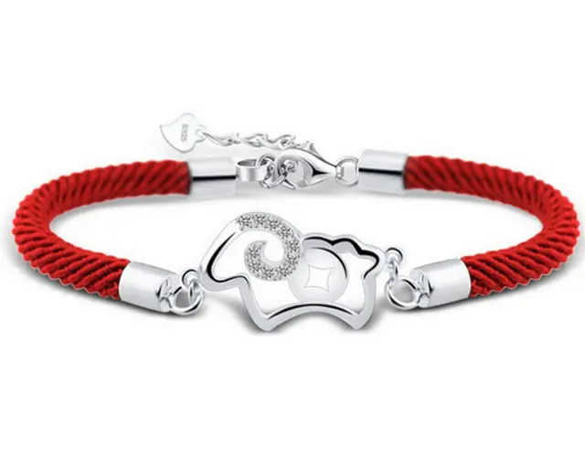 Mxza 925 Sterling Silver Bracelet Hollow Out Sheep Nano Mxza 925 Sterling Silver Bracelet Hollow Out Sheep Nano Technology Red Rope Leather