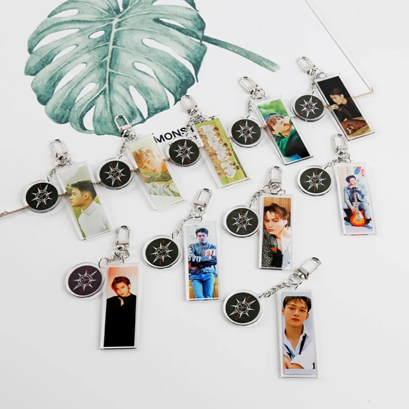 

1PC Cute 10 Styles Keyrings Cartoon EXO pop star Acrylic Keychain Fashion Jewelry Accessories Cute Boys Shaped Pendants