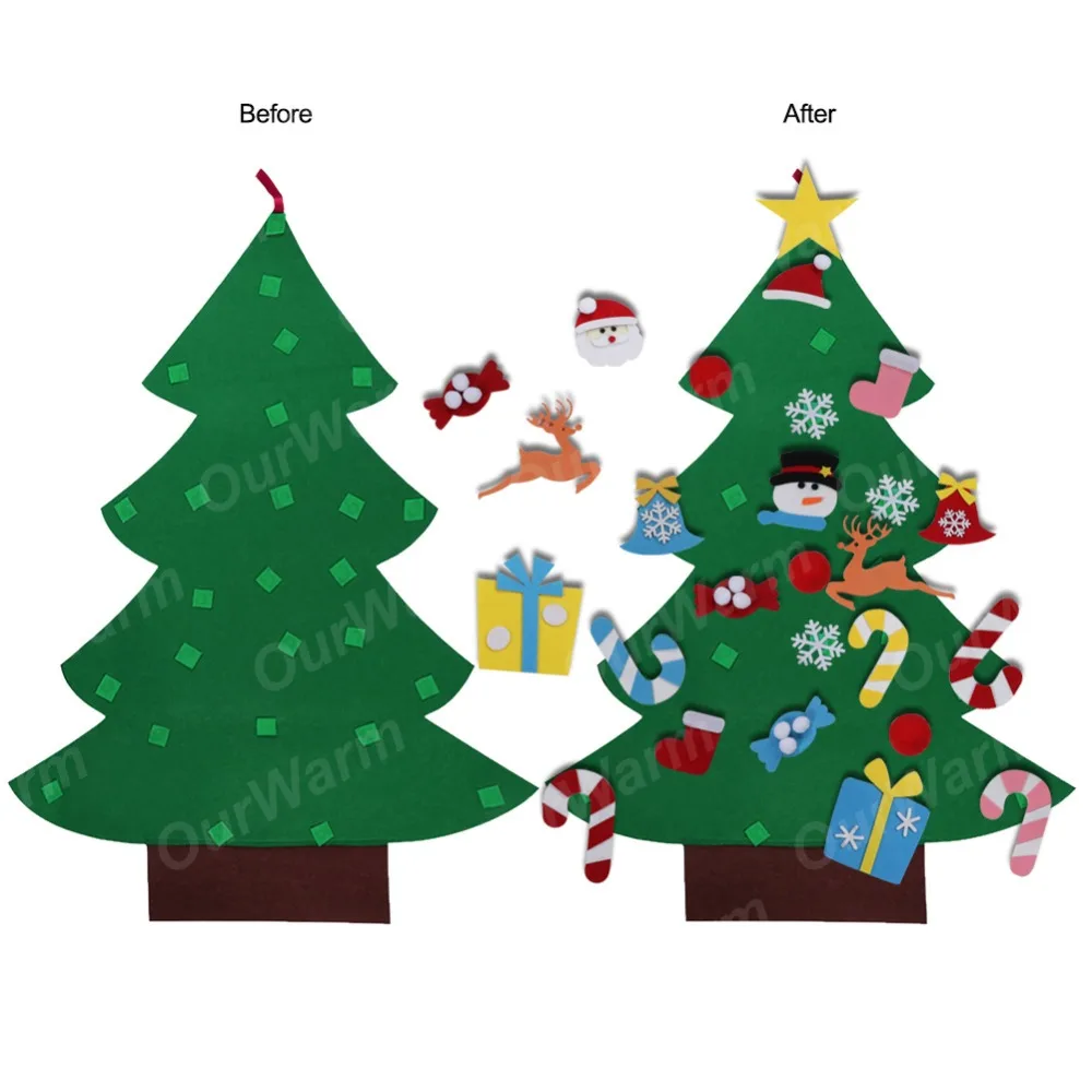 OurWarm DIY Войлок Рождественская елка дверной настенный детский подарок Рождественские принадлежности для вечеринки набор елок орнамент 95 см* 70 см