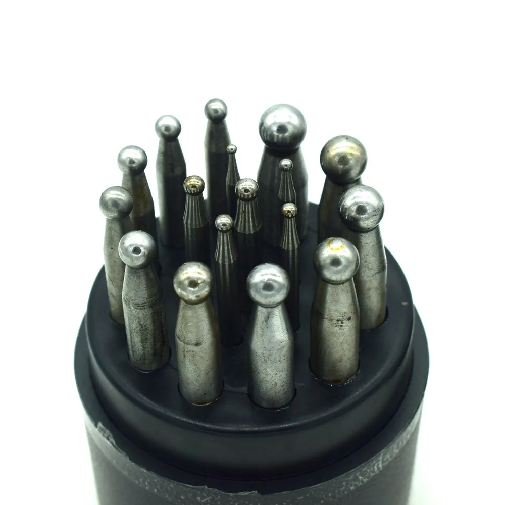 

17pcs Dapping Block Set Jewelers Steel Dapping Punches Metalworking Tools