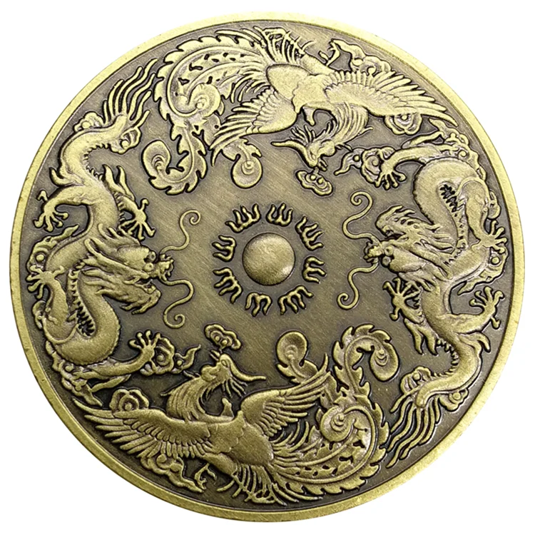 Традиционный китайский дракон и Феникс Монета Китай удача КОПИЯ монета Сувенир Коллекционные монеты