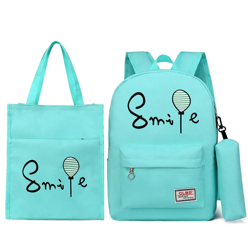 Новейшая модель; детские школьные рюкзаки для девочек детские школьные рюкзаки 3 шт./компл. модный принт школьные сумки для мальчиков рюкзаки светлые холщовые сумки - Цвет: Зеленый