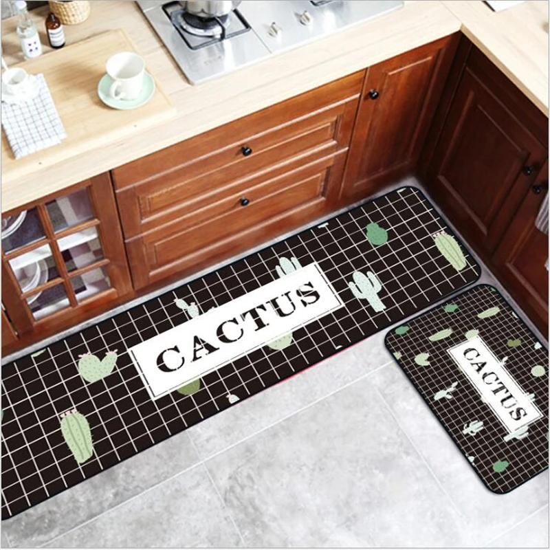 

Nordic Fashion Geometric Green Cactus Kitchen Mat Entry Mat Anti-Slip Mat Bedroom Rugs Carpet For Bedroom Rugs For Living Room