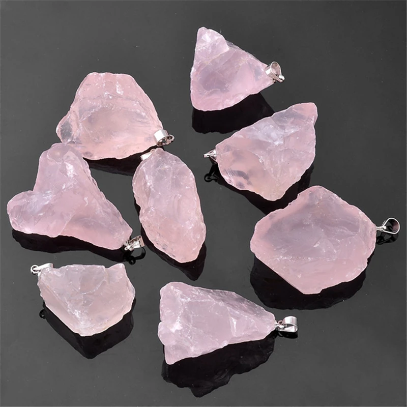 

Ayliss 1pc New Listing Irregular stone Pink Crystal Quartz Natural Lapis Lazuli Gem stone Pendant Fit Necklace Jewelry Gifts