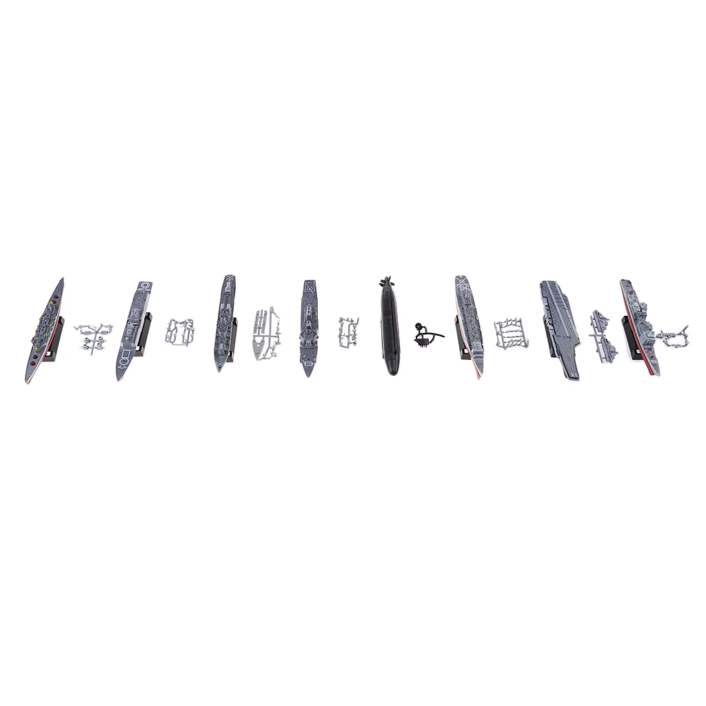 8x 4D Military Battleship Submarine Models Assemble Liaoning Aircraft Carrie USS Sacramento AOE-1