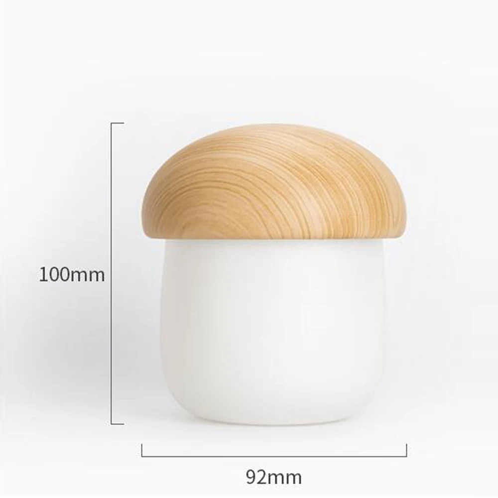 Portable USB Spray Humidifier LED Night Light For Car Office Mushroom ABS Wood Grain Christmas Home Decor Atmosphere Sleep Lamps (17)