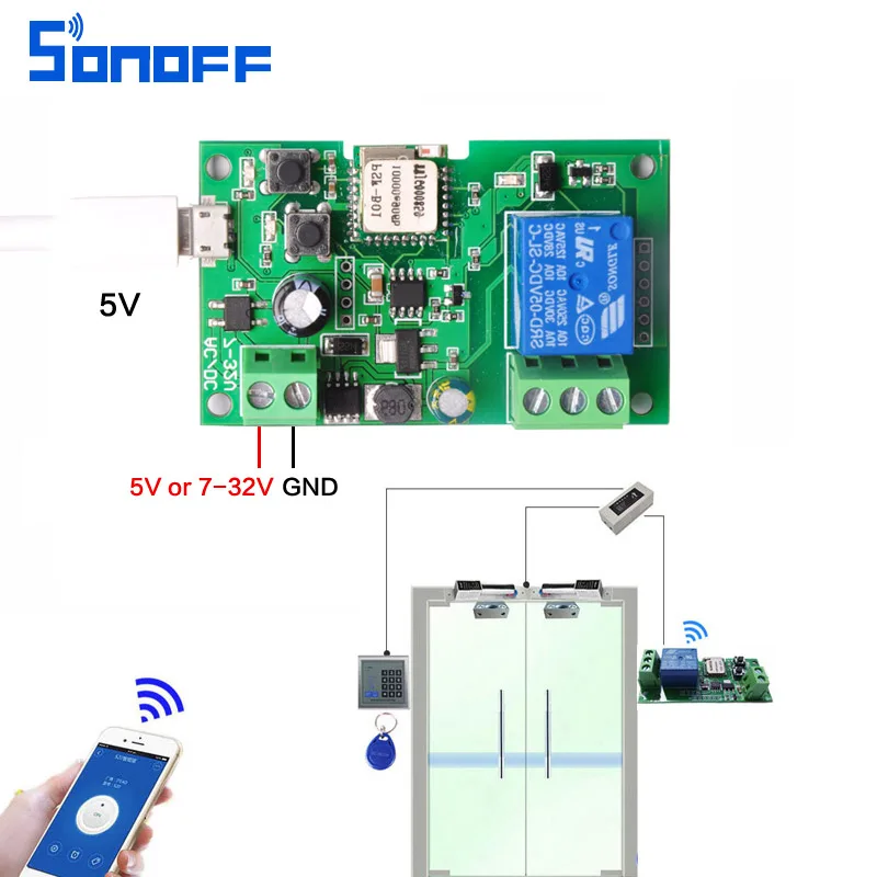 Cn /_ Sonoff Intelligente 1ch Dc 5V Wifi Interruttore Timer Modulo Relè Supporto