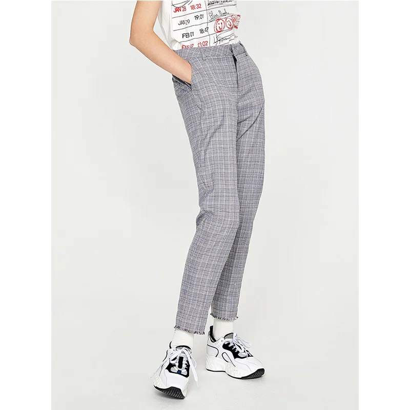 Toyouth New Autumn Plaid Women Pants Casual Formal Office Ladies Trousers Straight Korean Stylish Pantalones Mujer