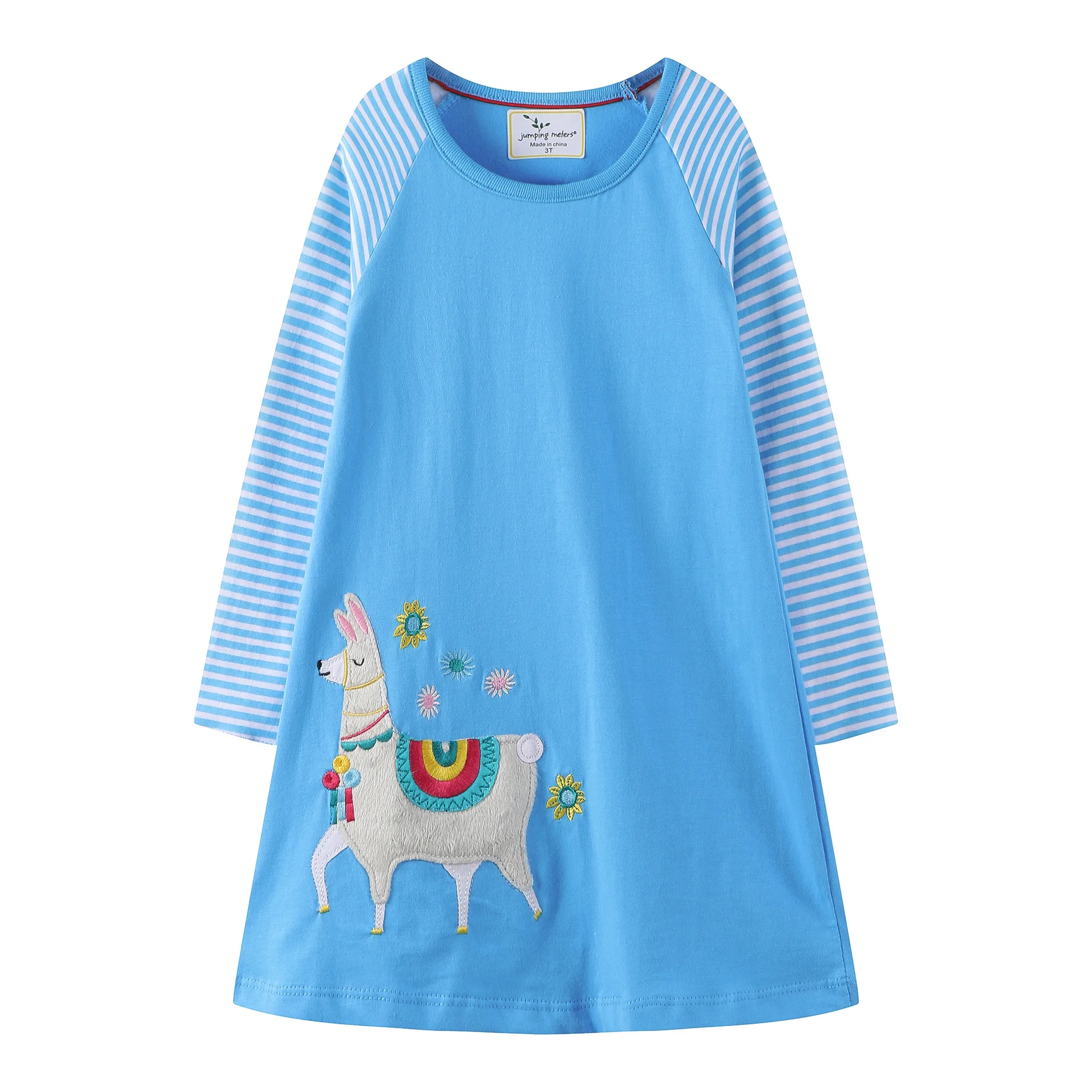 

Girls little sheep Long Sleeve Dress Casual Appliques Striped Cartoon Dresses toddler girl dresses 18 months-6 years