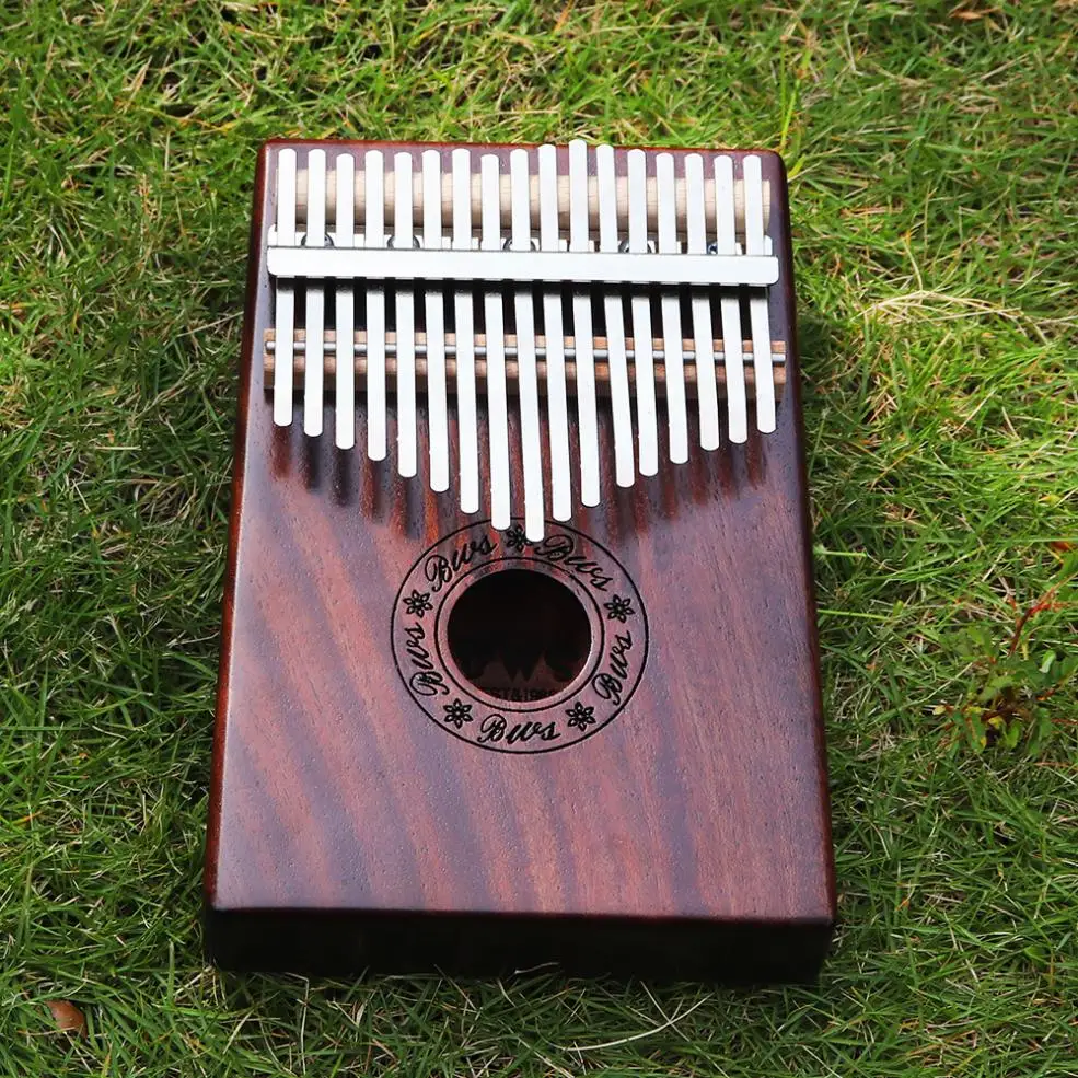  17 Key Kalimba Single Board Mahogany Thumb Piano Retro Mbira Mini Keyboard Instrument with Complete