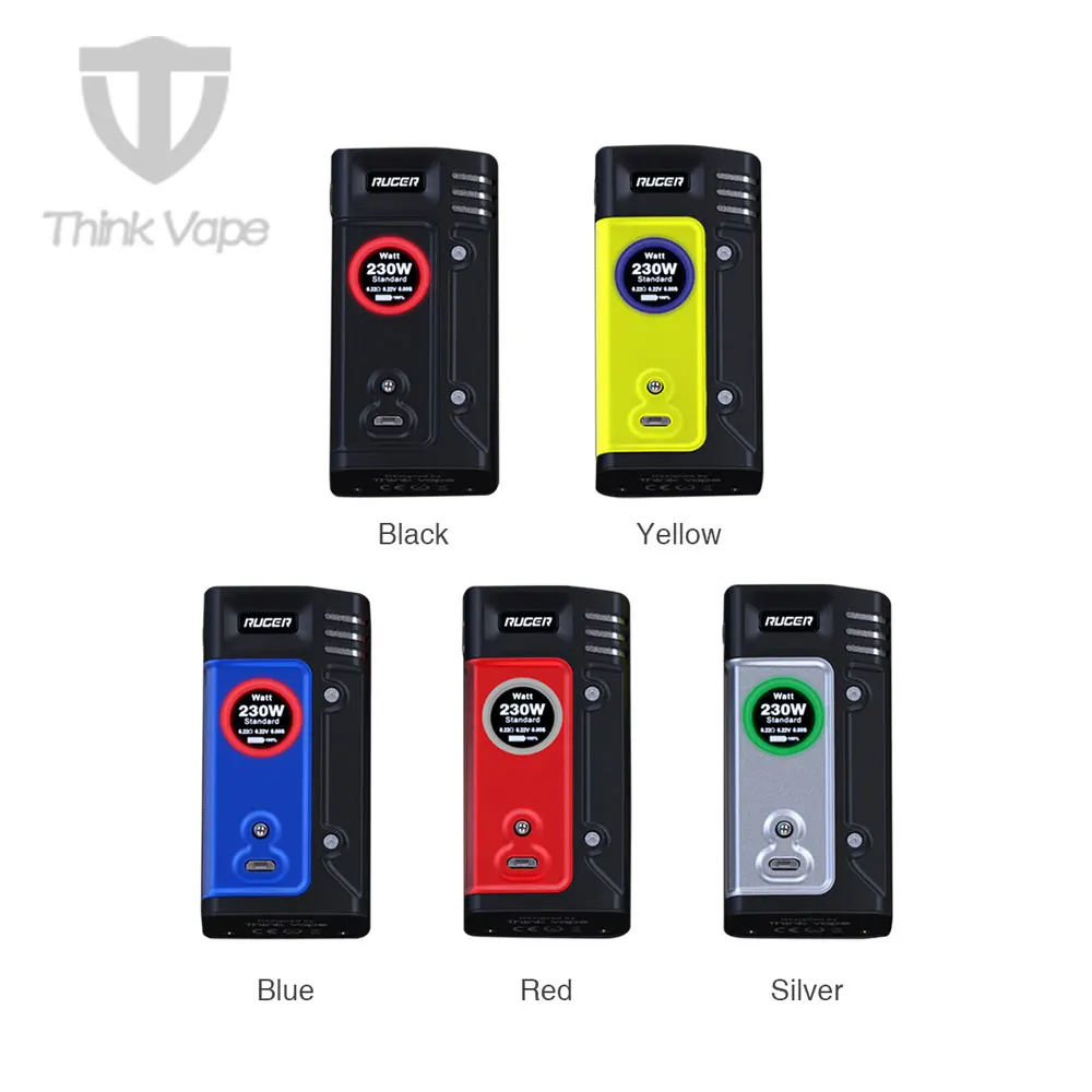 

Original ThinkVape Ruger 230W TC Box MOD Temperature Control Max 230W Output No 18650 Battery Ecigarette Vape Box Mod ecig vape