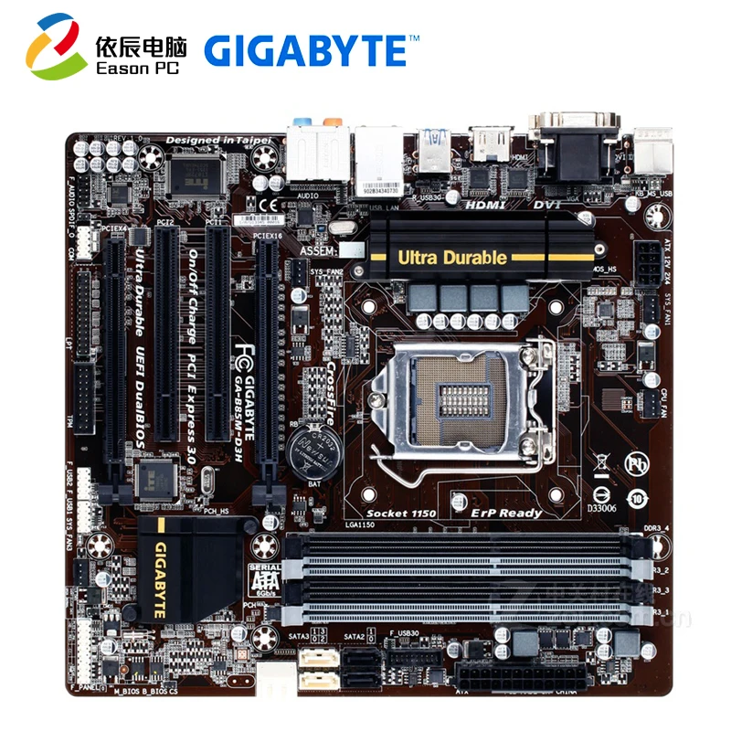 

GIGABYTE GA-B85M-D3H desktop motherboard LGA1150 i3 i5 i7 DDR3 USB3.0 Micro-ATX