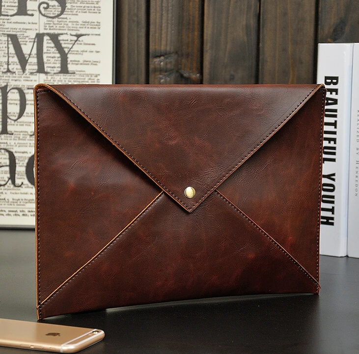 

X-Online hot sale good quality man vintage envelope bag male clutch
