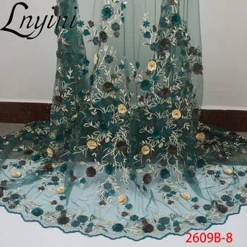 

Beautiful 3D Flowers Lace African Tulle Mesh Lace Fabric 2019 High Quality Embroidery Net Lace Fabric for Wedding Party L2609B-8