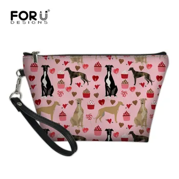 

FORUDESIGNS Pink Greyhound Dog Pet Printing Women Makeup Bag For Girls Cosmetic Bag Portable Beauty Pouch Organizer Toiletry Kit