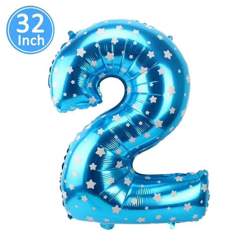 Синий Серебряный День рождения воздушные шары с днем рождения баннер 1st День Рождения украшения дети мальчик первый день рождения 1 2 3 4 5 6