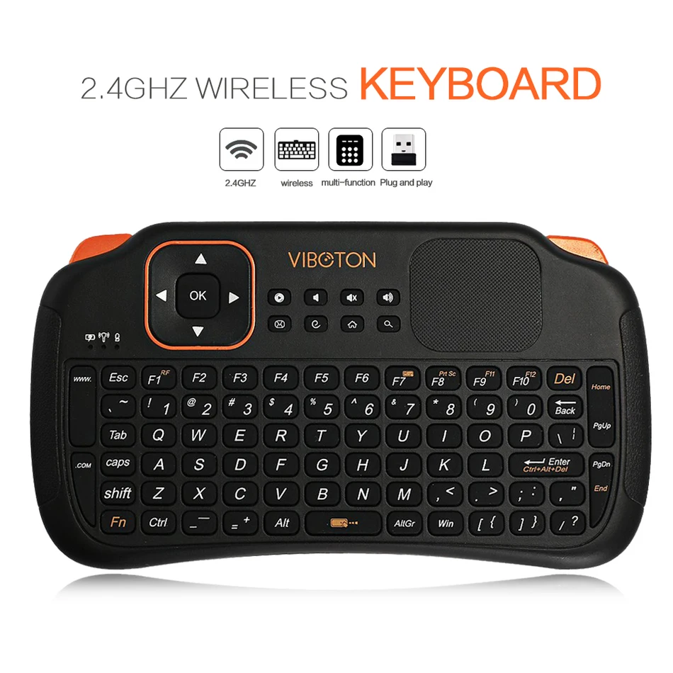 

Viboton S1 Rechargeable 3-in-1 2.4GHz Wireless Keyboard + Air Mouse + 10 Meters Remote Control with Touchpad for Windows Linux