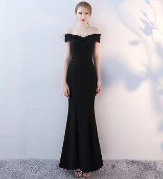 

Holievery Beading Off Shoulder Mermaid Evening Dresses Black 2019 Vestido Longo Festa Sexy Long Evening Gowns Abito Da Sera
