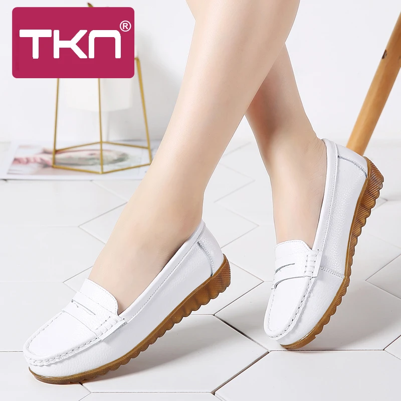 

2019 spring women ballet flats casual genuine leather shoes slip on tenis feminino ballerina shoes footwear for woman 18926