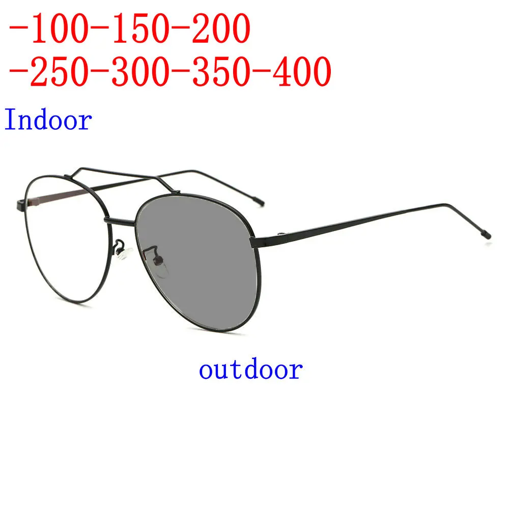 

anlloy Sun Photochromic Finished Men Women Myopia Eyeglasses Frame with black lens Sun glasses optical Myopia Eyewear FML
