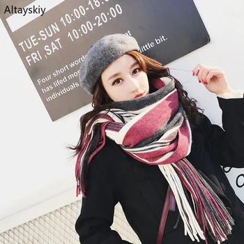 

Scarves Women Long Solid Simple All-match Warm Winter Knitting Soft Wraps Womens Thicker Korean Elegant Ladies Trendy Scarfs