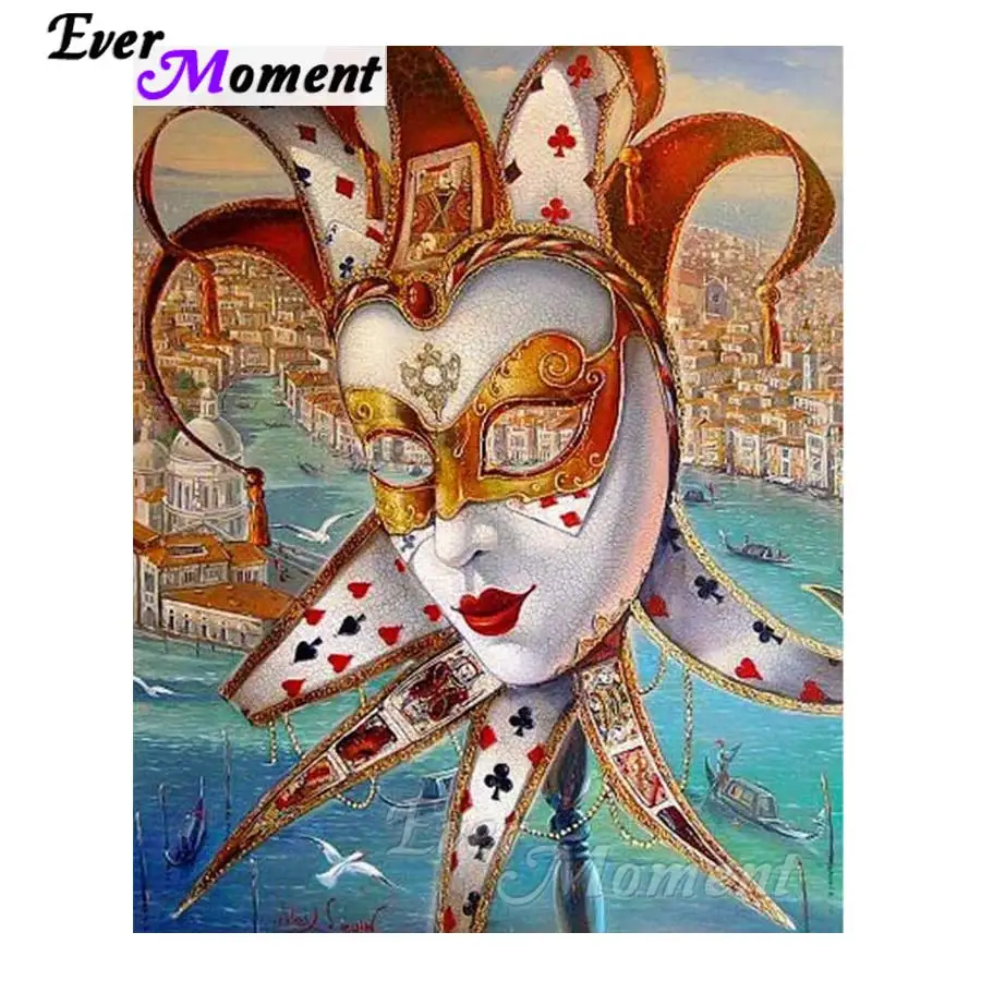

Ever Moment Diamond Painting Mask Character Woman City Handmade Picture Mosaic Cross Stitch Diamond Embroidery Home Decor S2F268