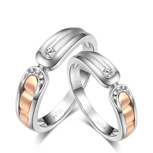 18K Two-Tone Gold Natural Diamond Ring Couple Set Wedding Band Handmade Engagement Jewelry Free DHL Shipping Rose & White Gold