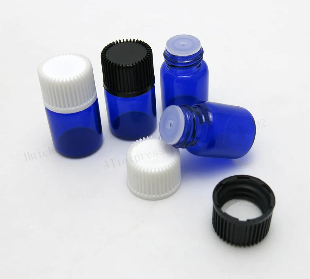 

100 x 2ml Cobalt Blue Glass Essential Oil Bottle With Plastic Lid 2ml Glass Bottle Mini Blue Glass Vials Mini Glass Container