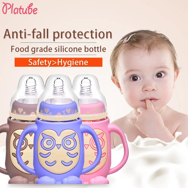 Newborn Baby Glass baby infant Baby Silicone PP milk bottle feeding