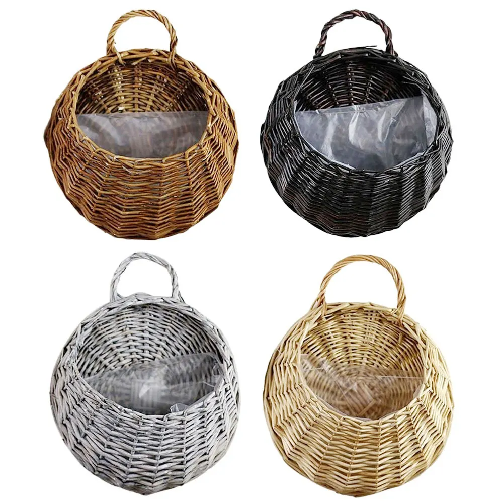 Hanging Wicker Basket With Handle Rattan Flower Plant Vase Wall Hallway Decoration Plant Hanger Container Garden Pot Hanging Wicker Basket With Handle Rattan Flower Plant Vase Wall Hallway Decoration Plant Hanger Container Garden Pot