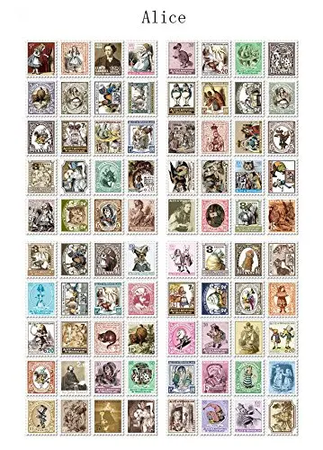 

80 pcs/set DIY Vintage Retro Stamp Stickers Alice Sticky Scrapbooking Paper Kids Gift
