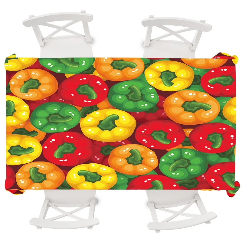 

Fresh Juicy Pepper Waterproof Tablecloth Round Table Cloth Cafe Hotel Wedding Decoration Rectangular Tablecloth Boho Home Decor