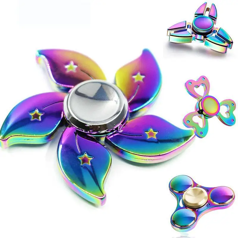 New Colorful Rainbow Fidget Spinner Metal Finger Spinners Gyro Alloy Finger Hand Spiner