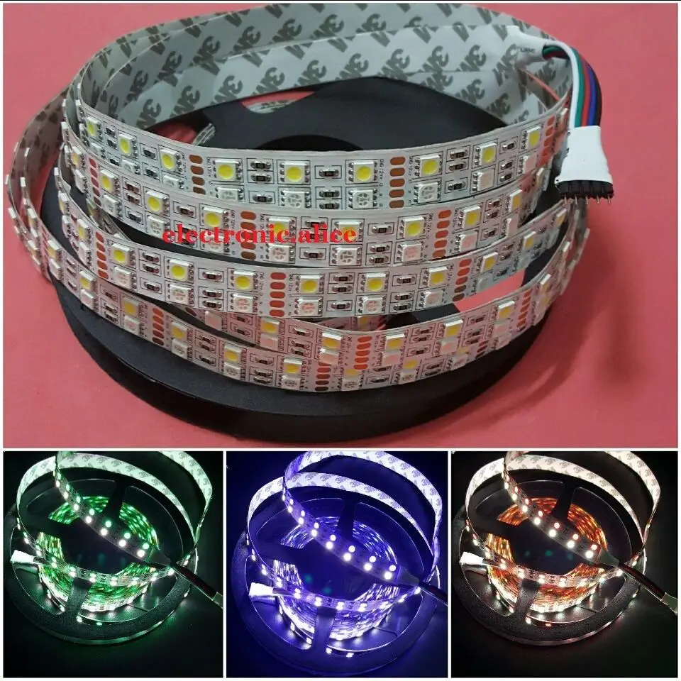 Двухрядная Светодиодная лента 5050 SMD 600 RGBW RGB светодиодов/м 5 м|led strip light|strip lightdouble row |