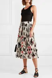 2019 Новая женская плиссированная юбка с цветочным принтом эластичная юбка миди с высокой талией