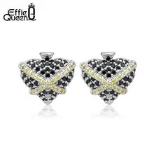 Effie queen, трендовые корейские серьги для женщин, покерная черная лопата, AAA циркон, кристалл, сердце, серьги-гвоздики, вечерние ювелирные изделия, Brincos DE237