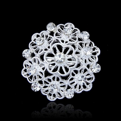 Rhinestone Brooch Pin Crystal Flower Brooches Bride Wedding Jewelry Gift Women Lady Dress Clothing Coat Accessories Gift