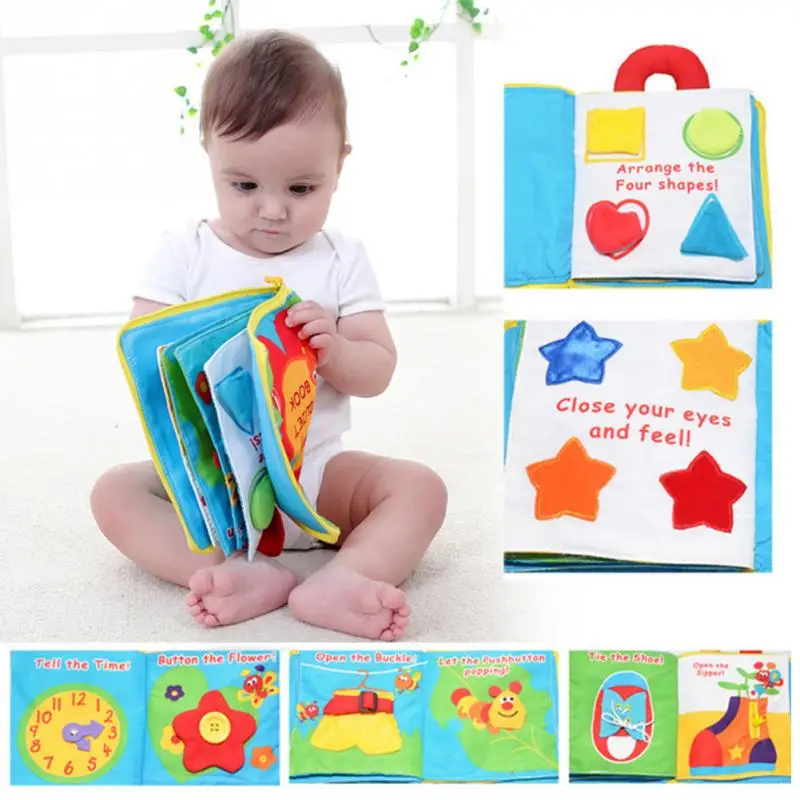 

12 pages Soft Cloth Baby Boys Girls Books Rustle Sound Infant Leraning Educational Stroller Rattle Toys For Newborn Baby Kids